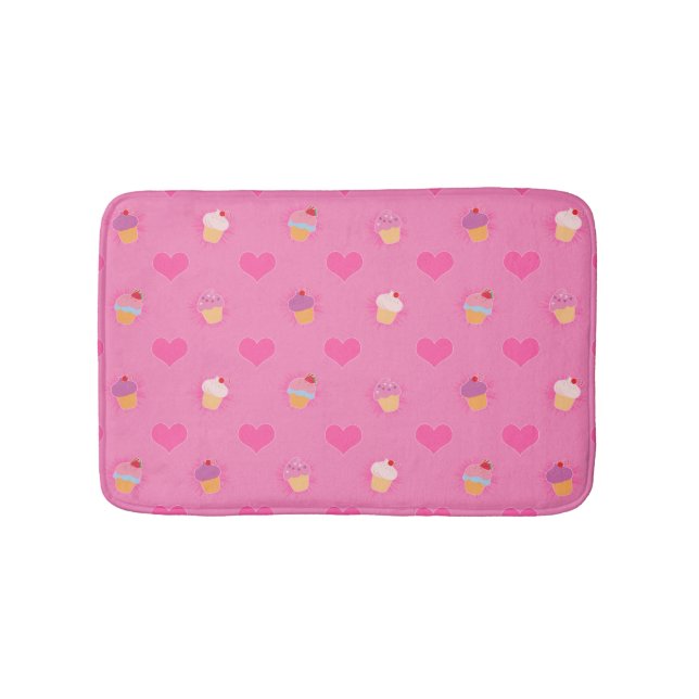 Pink Cupcake Muster Badematte (Vorderseite)