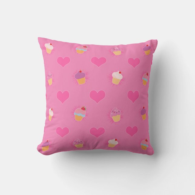 Pink Cupcake Muster Kissen (Vorderseite)