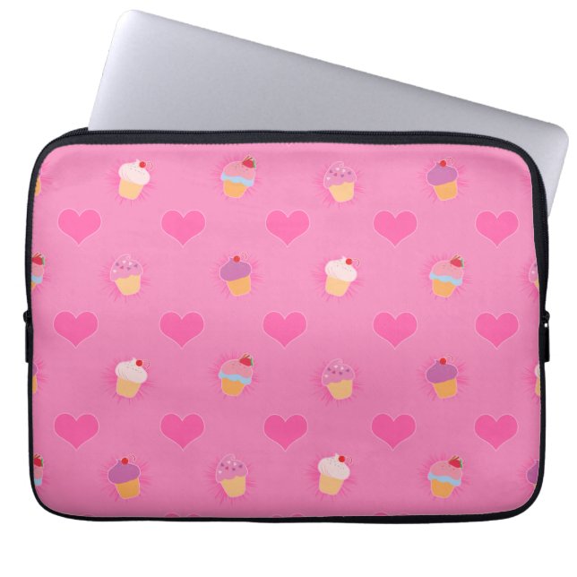 Pink Cupcake Muster Laptopschutzhülle (Vorderseite)