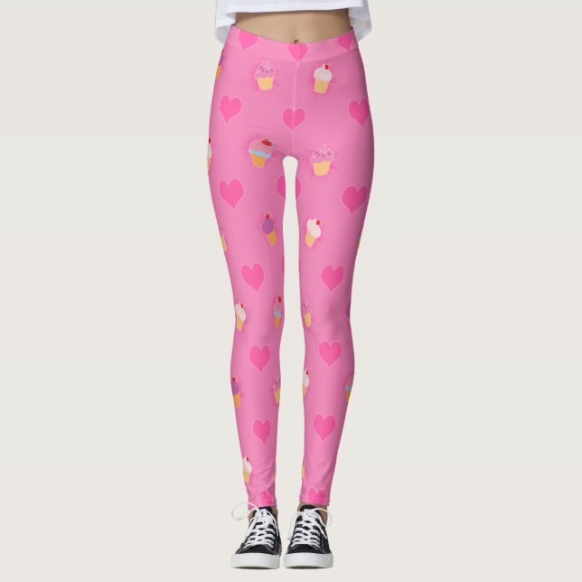 Pink Cupcake Muster Leggings (Vorderseite)
