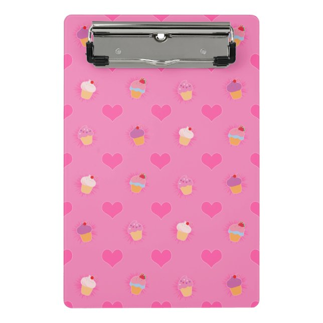 Pink Cupcake Muster Mini Klemmbrett (Vorderseite)