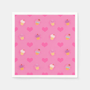Pink Cupcake Muster Serviette
