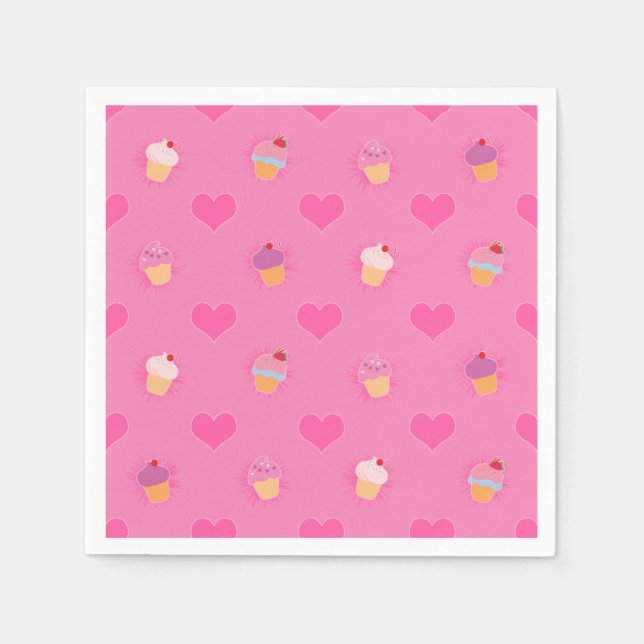 Pink Cupcake Muster Serviette (Vorderseite)
