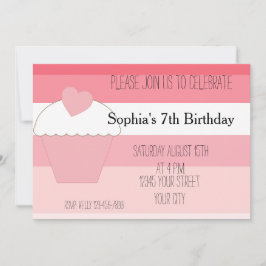 Pink Cupcake Ombre Streifen Geburtstag Einladung