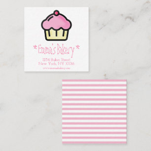 Pink Cupcake - Personalisierte Bäckerei Business C Quadratische Visitenkarte