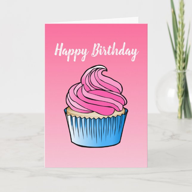 Pink Cupcake Plié Greeting Carte Anniversaire (Devant)
