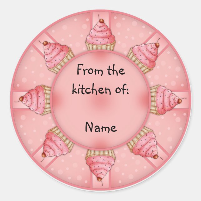 Pink Cupcake Runder Aufkleber (Vorderseite)