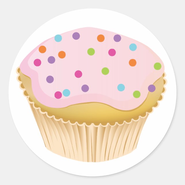 Pink Cupcake Runder Aufkleber (Vorderseite)