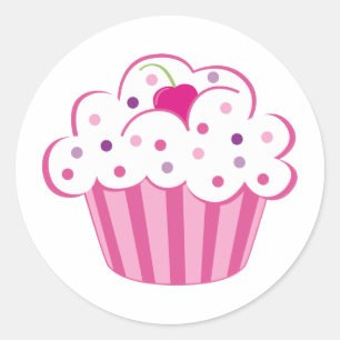 Pink Cupcake Runder Aufkleber
