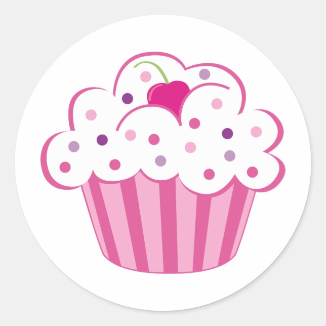 Pink Cupcake Runder Aufkleber (Vorderseite)