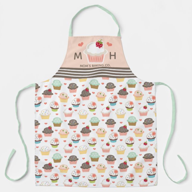 Pink Cupcake Schürze für Frauen und Teen Girls (Vorderseite)