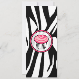 Pink Cupcake Skinny Einladung - Zebra Print