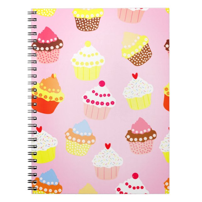 Pink Cupcake Spiral Foto Notebook Notizblock (Vorderseite)