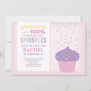 Pink Cupcake Sprinkles Geburtstagskarte Einladung