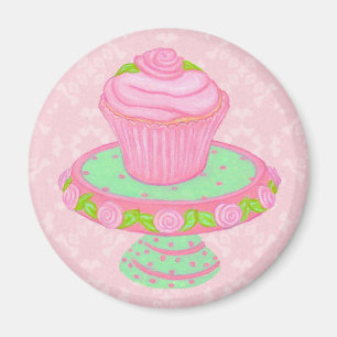 Pink Cupcake Stand Magnet