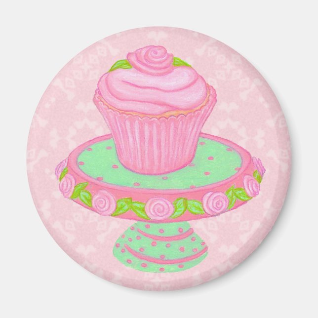 Pink Cupcake Stand Magnet (Vorne)