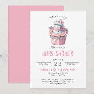 Pink Cupcake Sweet Sprinkle Girl Babydusche Einladung