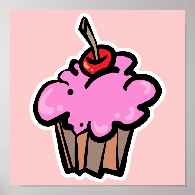 Pink Cupcake with Cherry Poster (Vorne)