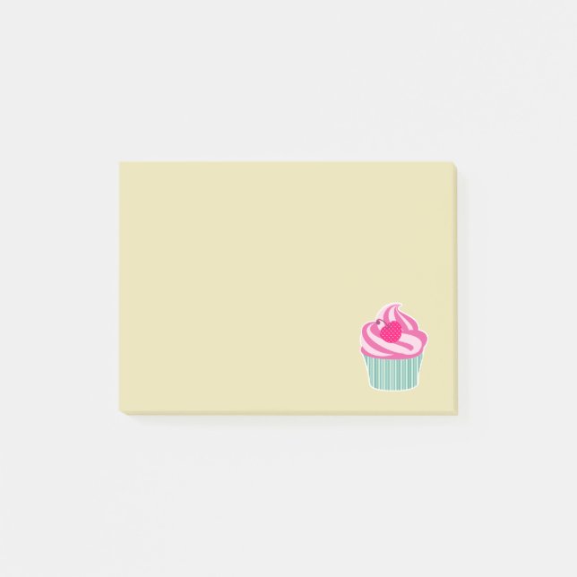 Pink Cupcake WIth Polka Dot Cherry Post-it Klebezettel (Vorderseite)