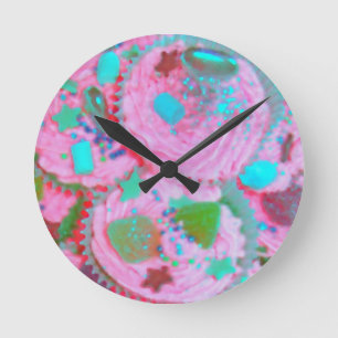 Pink Cupcakes clock Runde Wanduhr