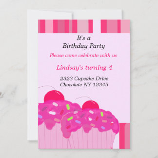 Pink Cupcakes Geburtstagsparty Einladung