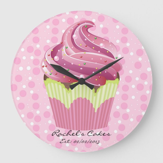 Pink Cupcakes Geschmackvolle Süßigkeiten Uhr (Vorderseite)