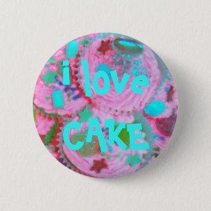 Pink Cupcakes 'i Liebe CAKE' Button Abzeichen