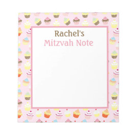 Pink Cupcakes Mitzvah Note Girls Notepad Notizblock