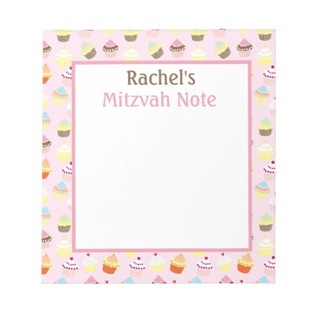 Pink Cupcakes Mitzvah Note Girls Notepad Notizblock (Vorderseite)