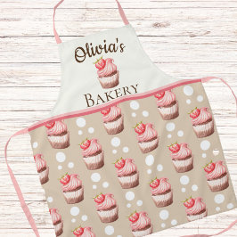 Pink Cupcakes Personalized Bakery Name Schürze