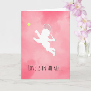 Pink Cupid Tennis Spieler Valentinstag Karte