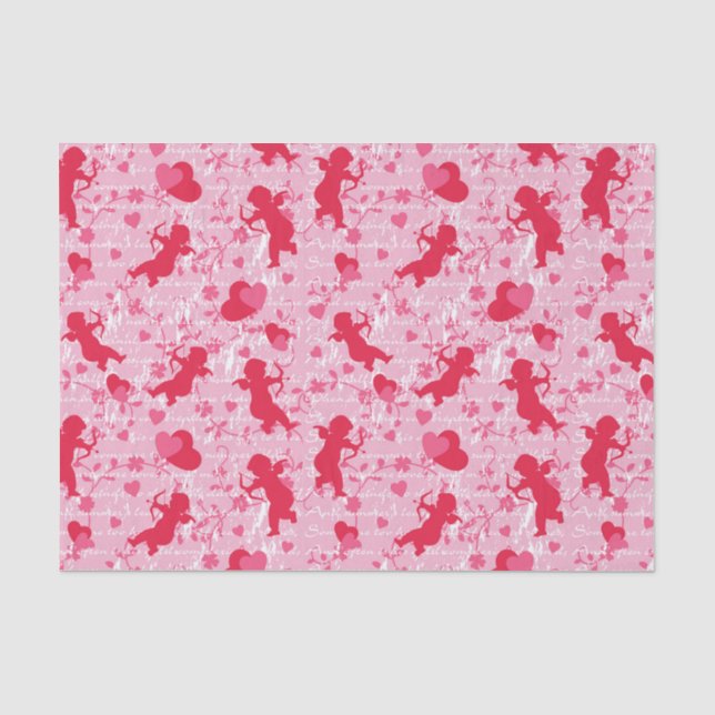 Pink Cupids and Hearts Seidenpapier (Vorderseite)