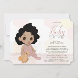 Pink Curly Fair Drive by Baby Shower Einladung 4