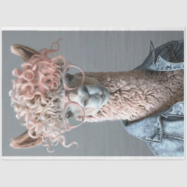 Pink Curly geheilt Llama Decoupage Seidenpapier