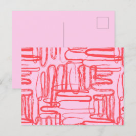 Pink Curve Wavy Squigggle Abstrakt Moderne Feiertagspostkarte