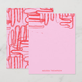 Pink Curve Wavy Squigggle Abstrakt Moderne Mitteilungskarte