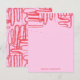 Pink Curve Wavy Squigggle Abstrakt Moderne Mitteilungskarte