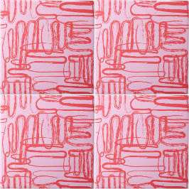 Pink Curve Wavy Squiggle Abstract Modern Fliese