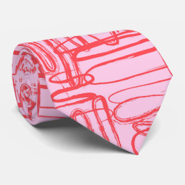 Pink Curve Wavy Squiggle Abstract Modern Krawatte