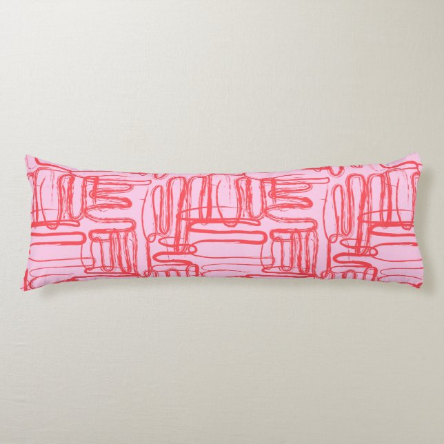 Pink Curve Wavy Squiggle Abstract Modern Seitenschläferkissen (Vorderseite)