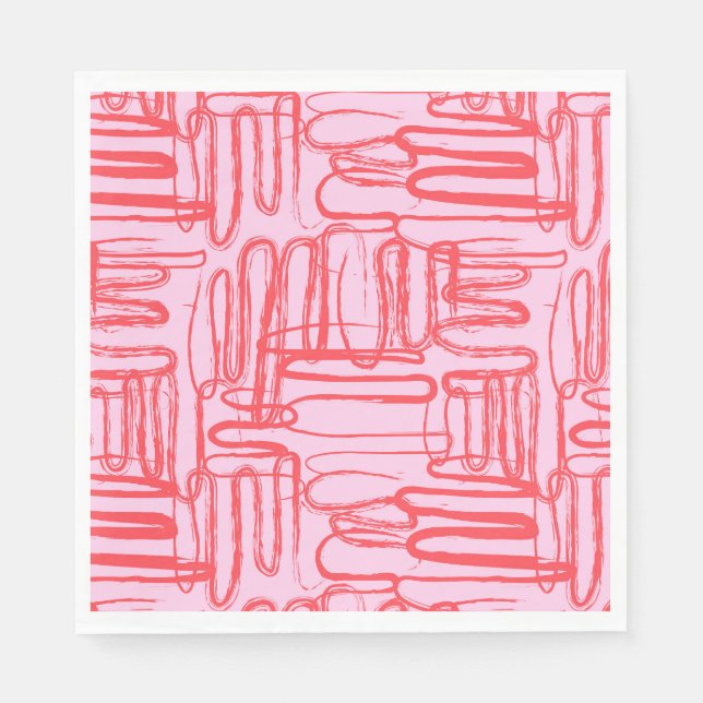 Pink Curve Wavy Squiggle Abstract Modern Serviette (Vorderseite)