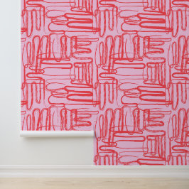 Pink Curve Wavy Squiggle Abstract Modern Tapete