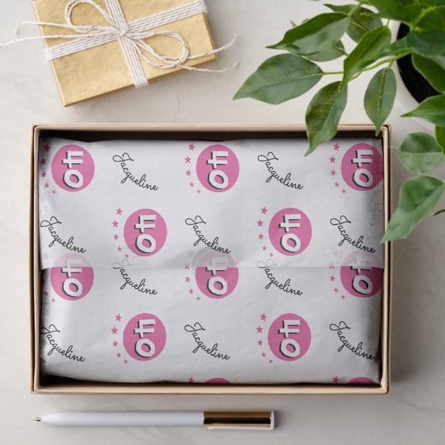 Pink Custom 40. Happy Birthday Seidenpapier (Geschenk)