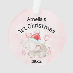 Pink Custom Baby Girl Name First Christmas 2021