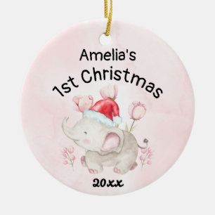 Pink Custom Baby Girl Name First Christmas 2021 Keramik Ornament