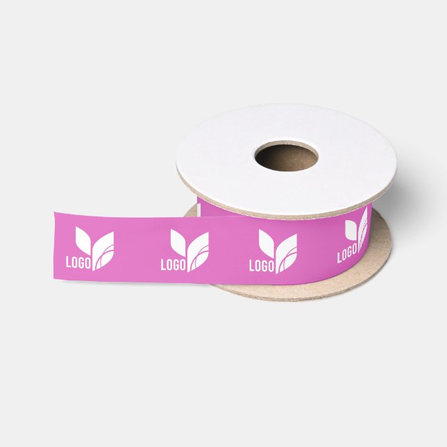 Pink Custom Business Logo Satinband (Spule)