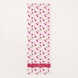 Pink Custom Cute Cherry Print Pattern Coquette Yogamatte