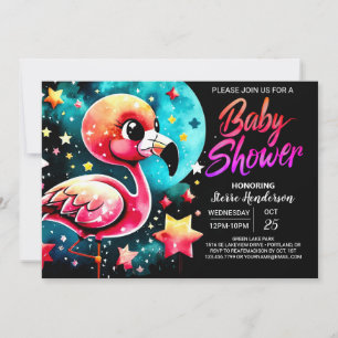 Pink Custom Flamingo Elegant Baby Dusche Einladung