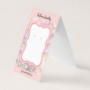 Pink Custom Floral Plaque Zehnfach Ohrring Cards Visitenkarten