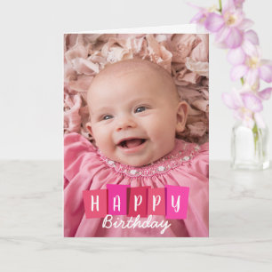 Pink Custom Foto Happy Geburtstag Gruß Karte